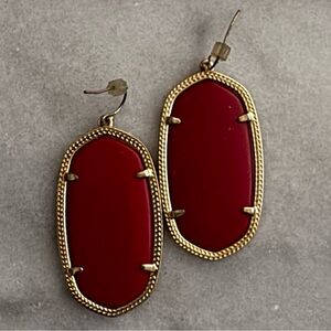 💕 Authentic Kendra Scott's Danielle Raspberry/Dark Red & Gold Drop Earrings